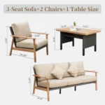 Outdoor Wicker Patio Furniture Sets 4 Pieces, All-Weather Aluminum Rattan Padded Sofa Patio Conversation Sets with 2 Pillows for