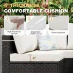 8-Piece Rattan Outdoor Furniture Set with 28" Gas Fire Pit, Outdoor Seating , Patio Conversation Set Wicker Sectional Sofa