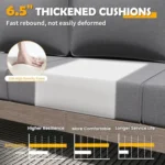 Outdoor Aluminum Patio Furniture Set 8 Pieces Modern Metal Sofa Sets Waterproof Covers Cushioned Armchairs Dark Grey Wood Grain