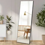 JHK-Full Length Arched Right Angle Mirror with Stand for Living Room, Sturdy Aluminum Alloy Frame, Bedroom Furniture, 59 "x 16"