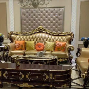 European-American solid wood rosewood painted gold couch coffee table living room furniture tea table