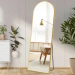 JHK-Full Length Arched Right Angle Mirror with Stand for Living Room, Sturdy Aluminum Alloy Frame, Bedroom Furniture, 59 "x 16"
