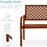 Outdoor Bench 2-Person Metal Steel Benches Furniture for Garden, Patio, Porch, Entryway w/Geometric Backrest
