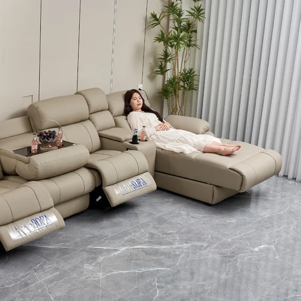 Luxury Italian living room sofas modular Electric Recliner sofa bed Multi-functional leather home theater sofa l shape furniture