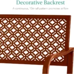 Outdoor Bench 2-Person Metal Steel Benches Furniture for Garden, Patio, Porch, Entryway w/Geometric Backrest