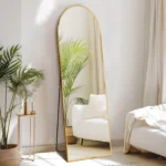 JHK-Full Length Arched Right Angle Mirror with Stand for Living Room, Sturdy Aluminum Alloy Frame, Bedroom Furniture, 59 "x 16"