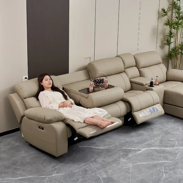 Luxury Italian living room sofas modular Electric Recliner sofa bed Multi-functional leather home theater sofa l shape furniture