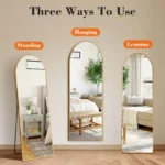 JHK-Full Length Arched Right Angle Mirror with Stand for Living Room, Sturdy Aluminum Alloy Frame, Bedroom Furniture, 59 "x 16"